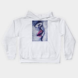 Lovers - Kiss In Midnight Blue Kids Hoodie